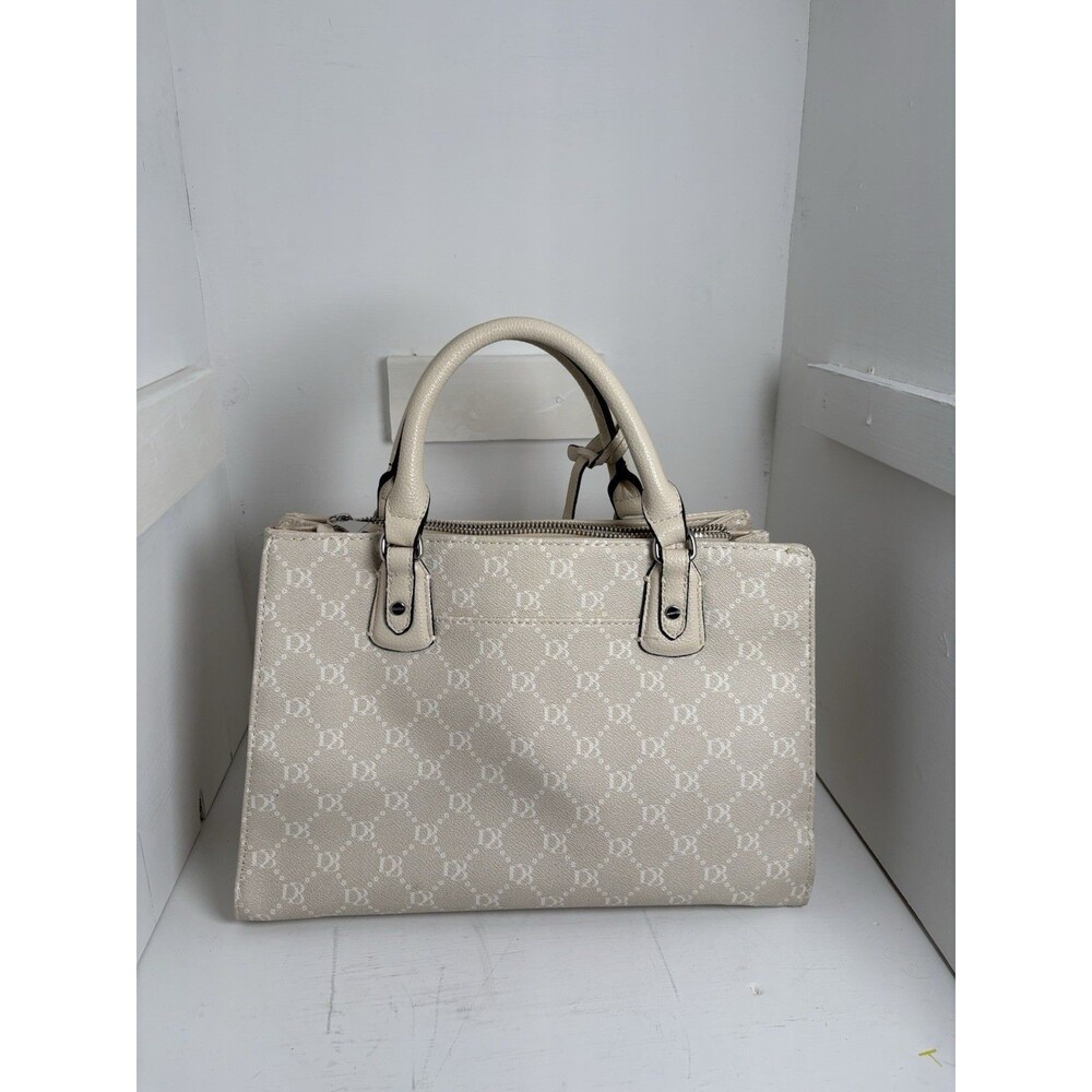 Dana Buchman Ivory Floral Satchel Handbag Purse Faux Leather Medium Spring Style - Picture 3 of 7